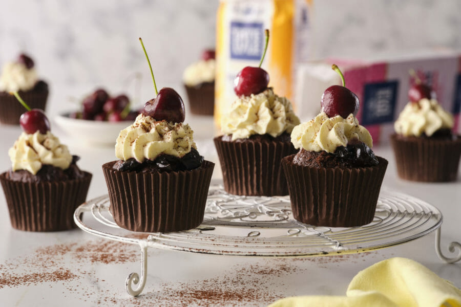 Black Forest Cupcakes with products